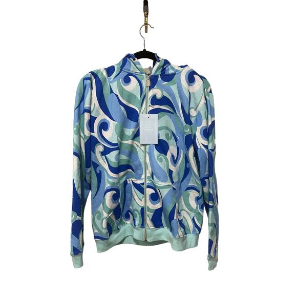 Hill House Allie Zip-Up Hooded Fleece Jacket in Ocean Kaleidoscope Size Small - Picture 5 of 8